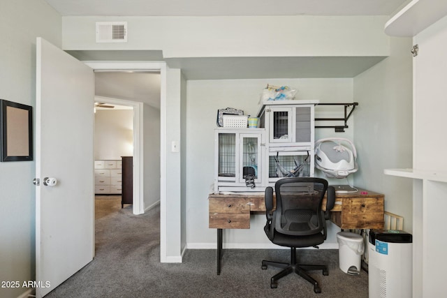 home office with carpet floors