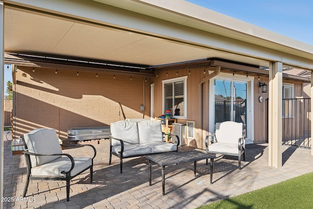 view of patio featuring an outdoor hangout area