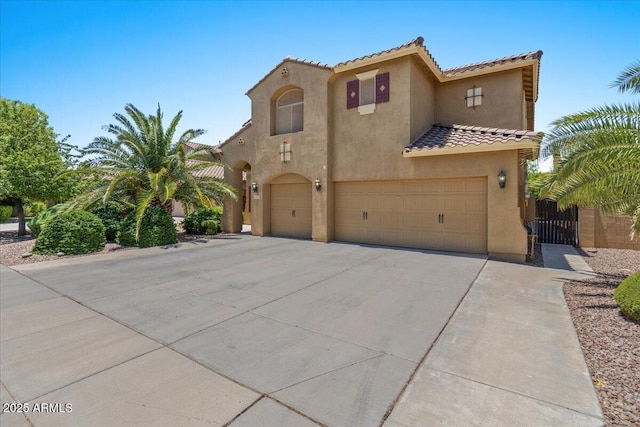5060 S Clancy, Mesa, AZ 85212 - mediterranean / spanish house with a garage, stucco siding, concrete driveway, and a tile roof