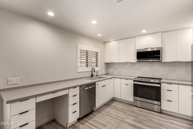 8540 N Central Ave Unit 6, Phoenix, AZ 85020 - kitchen featuring stainless steel appliances, white cabinets, modern cabinets, and recessed lighting