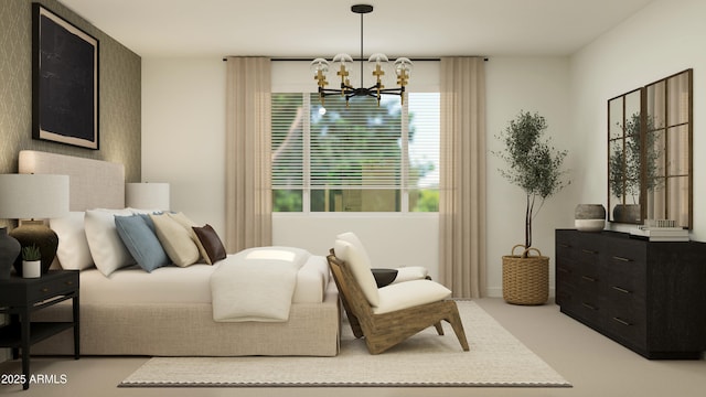 4924 S 232nd Ln, Buckeye, AZ 85326 - bedroom with a chandelier and light colored carpet