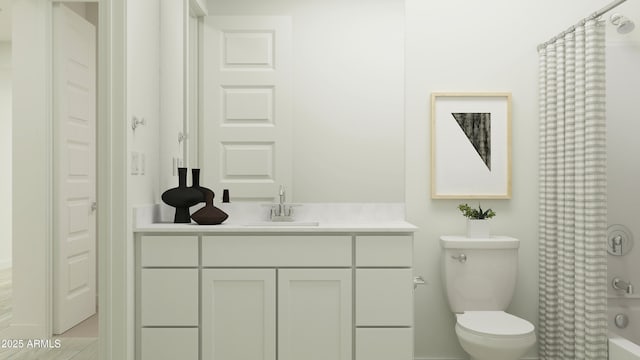 4924 S 232nd Ln, Buckeye, AZ 85326 - bathroom featuring vanity and shower / tub combo with curtain