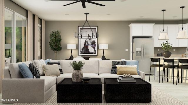 4924 S 232nd Ln, Buckeye, AZ 85326 - living room with ceiling fan and light wood-type flooring