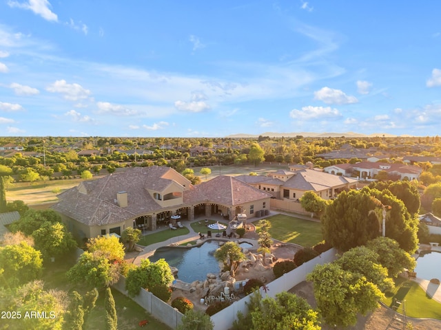 aerial view with a residential view