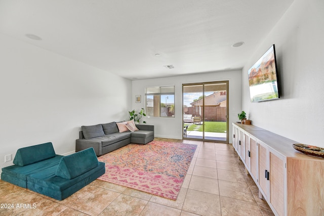 view of tiled living room