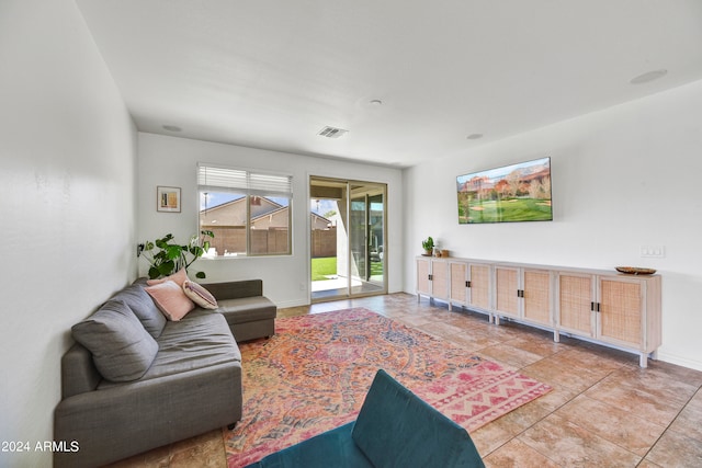 view of tiled living room