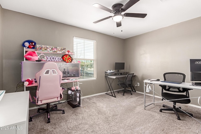 25539 W Gwen St, Buckeye, AZ 85326 - office with carpet floors, baseboards, and ceiling fan