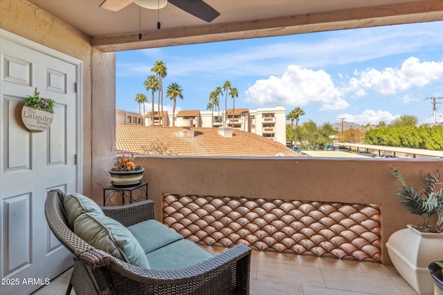 balcony with ceiling fan