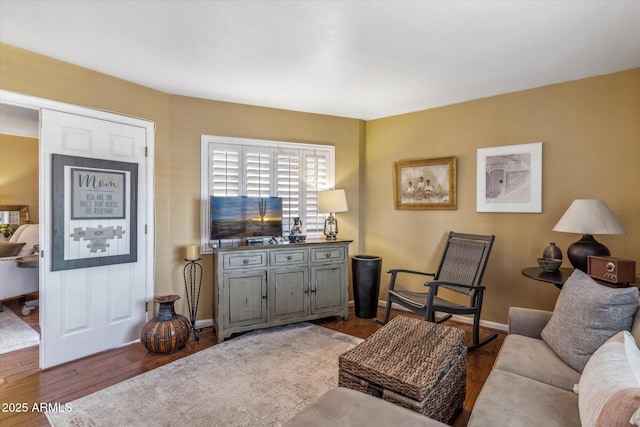 living room with hardwood / wood-style flooring