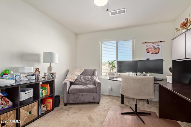 view of carpeted home office