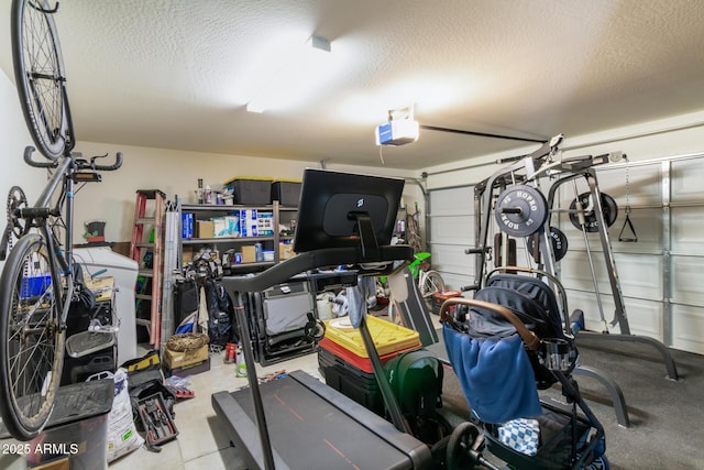 garage with a garage door opener