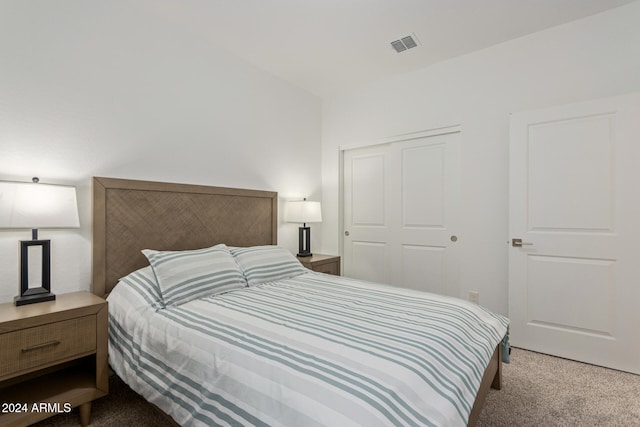 carpeted bedroom featuring a closet