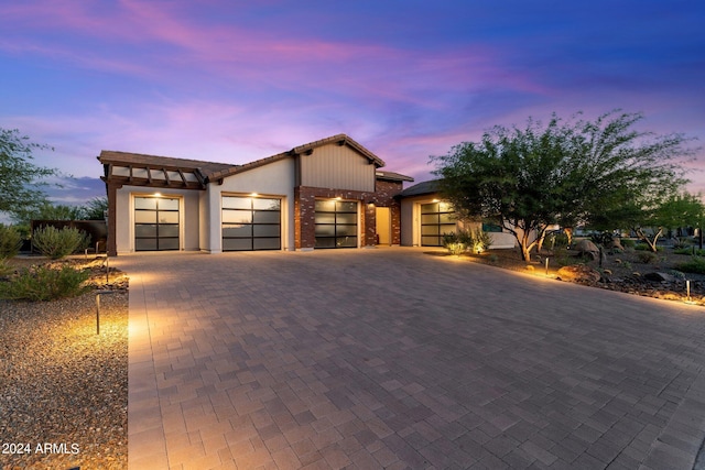 view of front of house with a garage