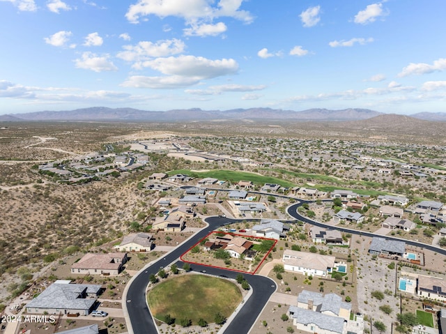 aerial view with a mountain view