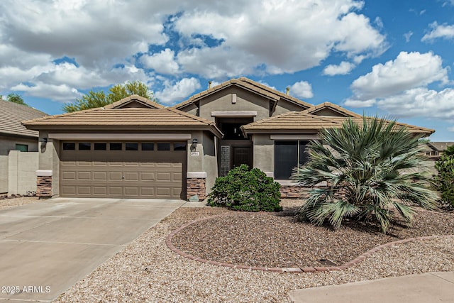 29915 N Maravilla Dr, San Tan Valley, AZ 85143 - ranch-style home with driveway, a garage, stucco siding, and a tiled roof