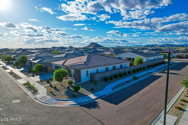 drone / aerial view with a mountain view