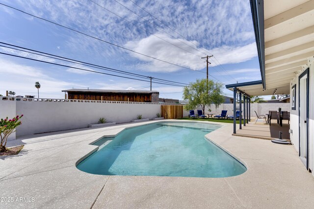 view of swimming pool with a patio area