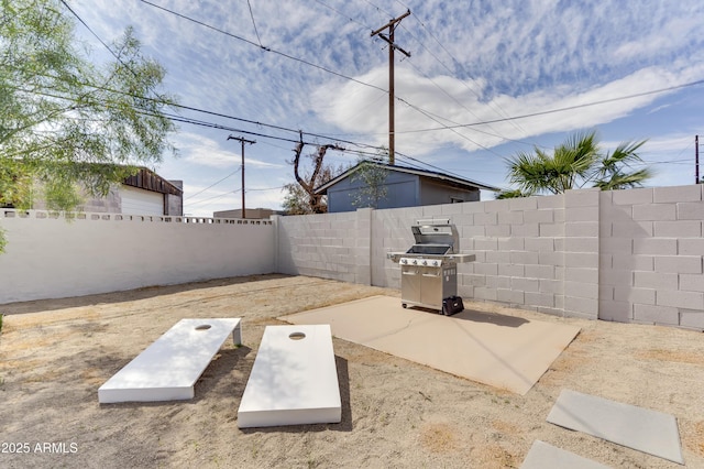 view of patio with area for grilling