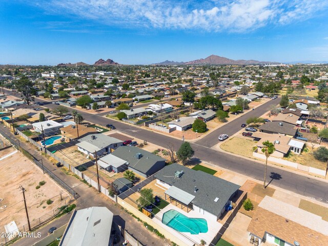 bird's eye view with a mountain view