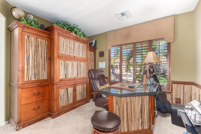 view of tiled home office