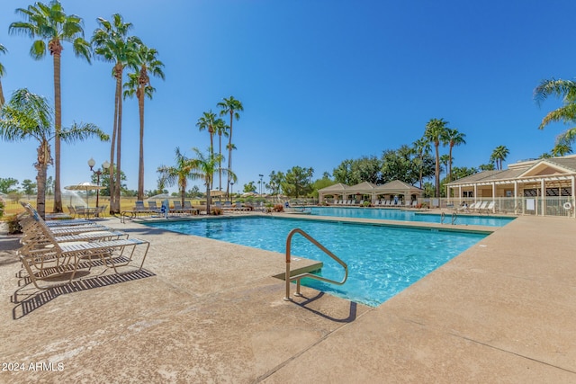 view of pool featuring a patio area