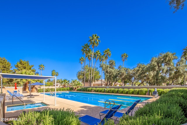 view of pool featuring a patio