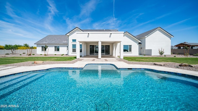 25228 S Star Dr, Queen Creek, AZ 85142 - view of swimming pool with a fenced backyard, a patio, a fenced in pool, and a lawn