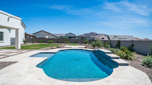 25228 S Star Dr, Queen Creek, AZ 85142 - view of swimming pool with a patio area, a fenced backyard, a fenced in pool, and a residential view