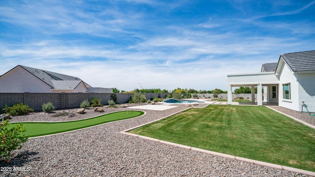 25228 S Star Dr, Queen Creek, AZ 85142 - view of yard featuring a fenced backyard, a patio, and a fenced in pool
