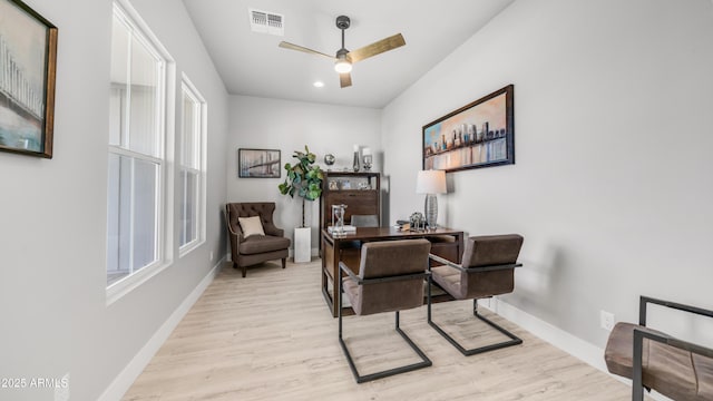 25228 S Star Dr, Queen Creek, AZ 85142 - office featuring a wealth of natural light, visible vents, light wood-style flooring, and ceiling fan