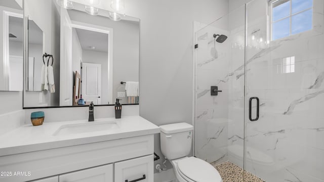 25228 S Star Dr, Queen Creek, AZ 85142 - bathroom with toilet, a marble finish shower, and vanity
