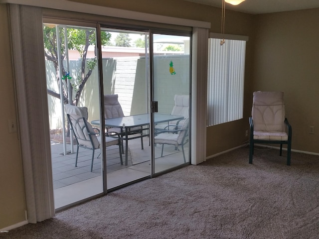 view of carpeted dining room