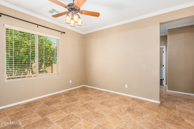 10902 E Silver Mine Rd, Gold Canyon, AZ 85118 - spare room featuring ceiling fan and ornamental molding