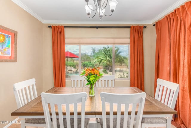 10902 E Silver Mine Rd, Gold Canyon, AZ 85118 - dining space with crown molding and a chandelier