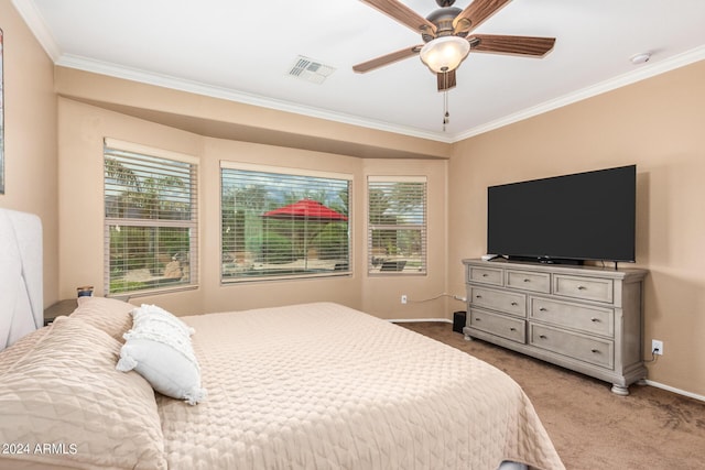 10902 E Silver Mine Rd, Gold Canyon, AZ 85118 - carpeted bedroom with ceiling fan and ornamental molding