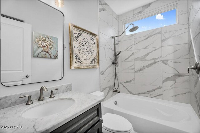 175 E Santa Lucia Ln, Queen Creek, AZ 85140 - bathroom featuring toilet, vanity, and shower / bathing tub combination