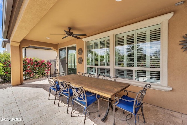 175 E Santa Lucia Ln, Queen Creek, AZ 85140 - view of patio / terrace with outdoor dining area and ceiling fan