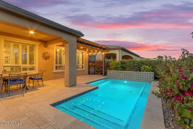 175 E Santa Lucia Ln, Queen Creek, AZ 85140 - view of swimming pool with a patio, outdoor dining area, and fence