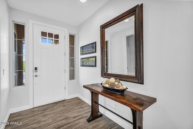 175 E Santa Lucia Ln, Queen Creek, AZ 85140 - entrance foyer with dark wood-type flooring and baseboards
