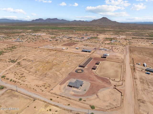 drone / aerial view with a mountain view and a rural view