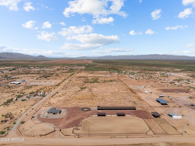 aerial view featuring a mountain view and a rural view