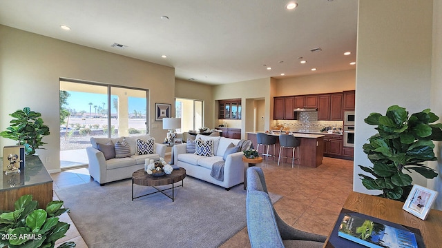 view of tiled living room