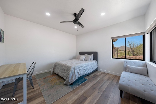 15261 E Golden Eagle Blvd, Fountain Hills, AZ 85268 - bedroom featuring wood finished floors, recessed lighting, and a ceiling fan