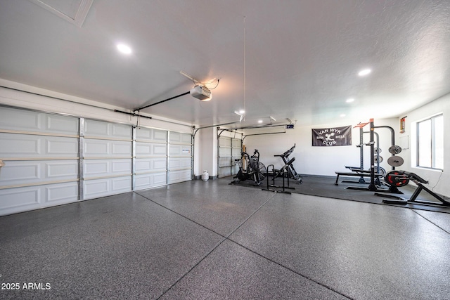 15261 E Golden Eagle Blvd, Fountain Hills, AZ 85268 - garage featuring a garage door opener and recessed lighting