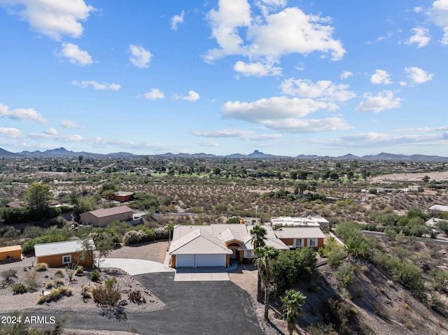 bird's eye view with a mountain view