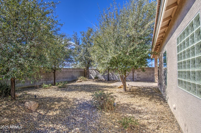 view of yard featuring a fenced backyard