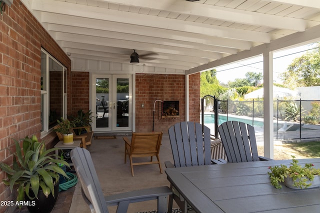 1839 E Palo Verde Dr, Phoenix, AZ 85016 - view of patio / terrace with french doors, ceiling fan, and outdoor dining area