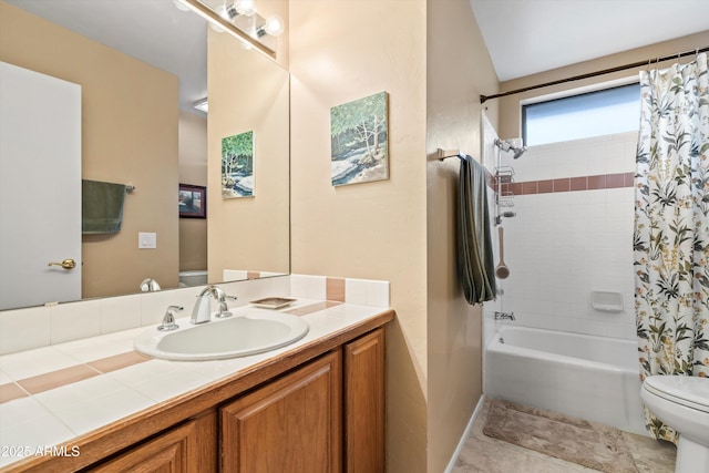 1705 E Deer Shadow Ln, Tucson, AZ 85737 - full bathroom with toilet, shower / bath combo, and vanity