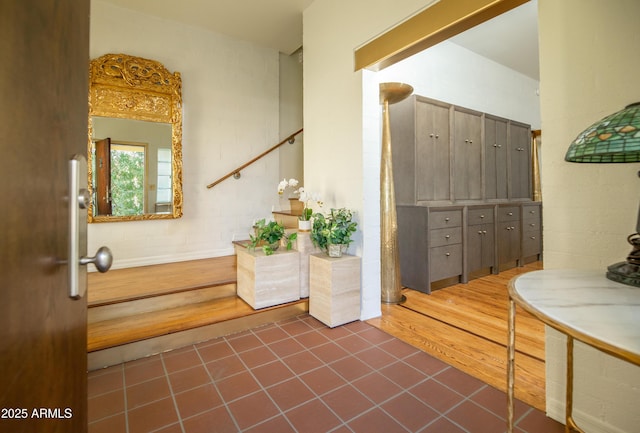 bathroom with wood-type flooring