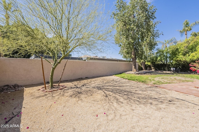 view of yard with a patio area and a fenced backyard